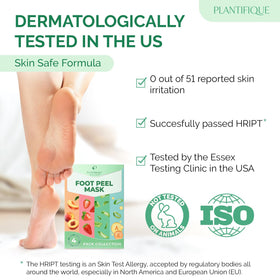 PLANTIFIQUE foot peel mask applied on feet while user relaxes, illustrating easy use