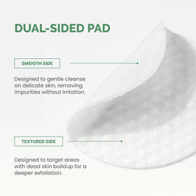 PLANTIFIQUE pad soaked in solution demonstrating active acids and soothing ingredients for balanced renewal
