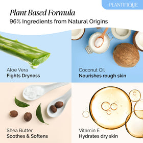 PLANTIFIQUE shea butter detail emphasizing rich conditioning benefit