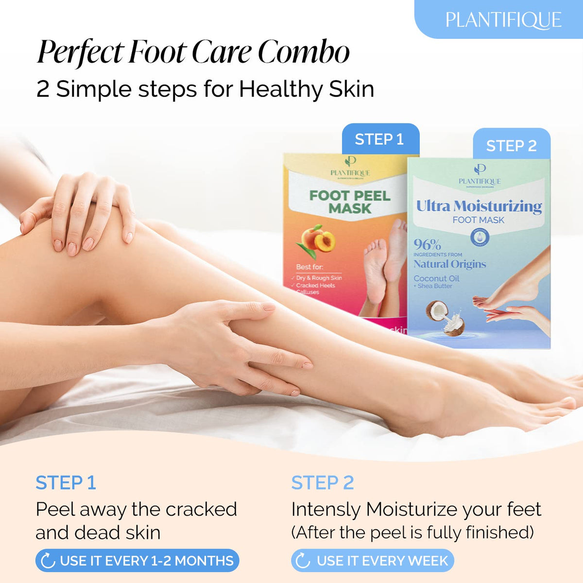 PLANTIFIQUE socks on feet during at-home spa for renewed soft skin