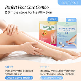PLANTIFIQUE socks on feet during at-home spa for renewed soft skin