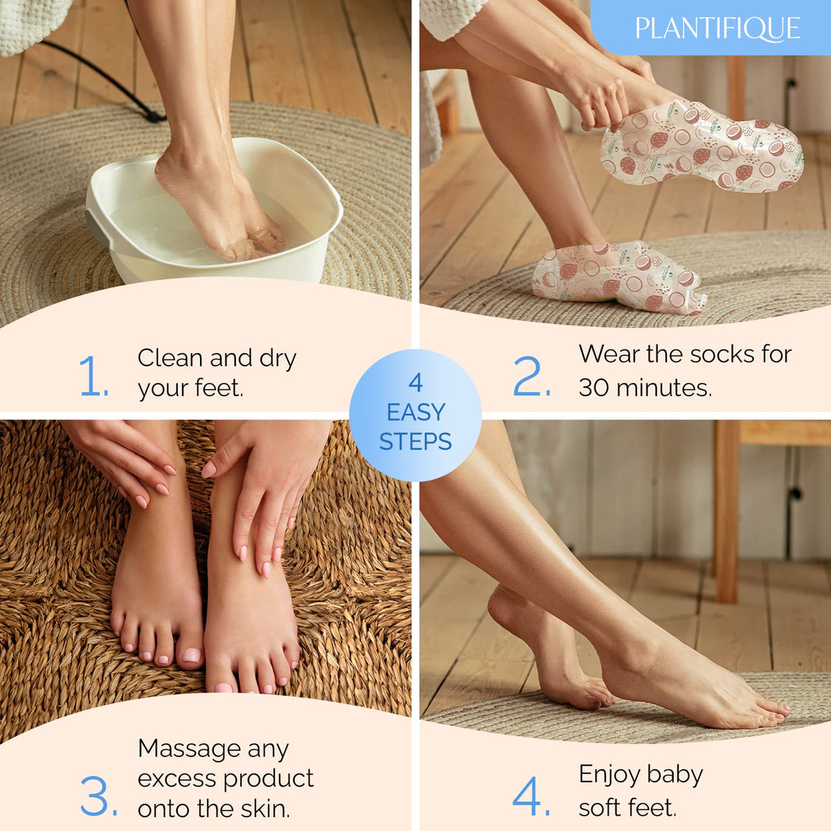 PLANTIFIQUE person wearing socks during home foot spa relaxing benefit