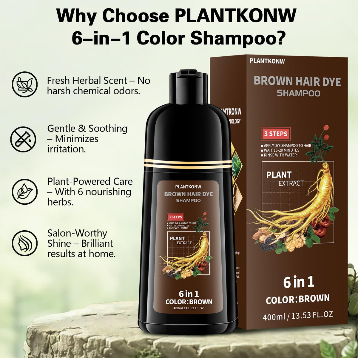 Plantkonw gloved hand applying shampoo for convenient home coloring