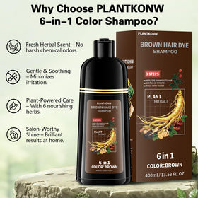 Plantkonw gloved hand applying shampoo for convenient home coloring