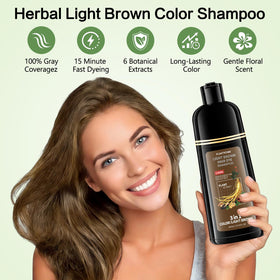 Plantkonw hair after rinse showing soft, glossy light brown finish