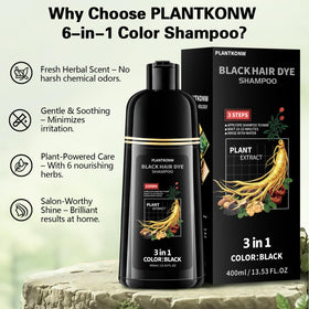 Plantkonw lifestyle image of woman with shiny black hair showing salon-quality at home benefit