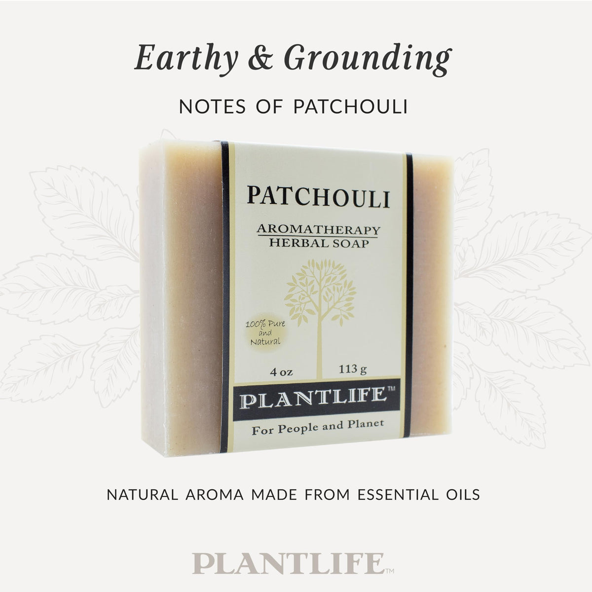 Plantlife patchouli bars stacked for size comparison demonstrating 4oz scale