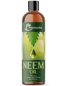 Plantovika bottle front label showing size and natural neem oil benefits