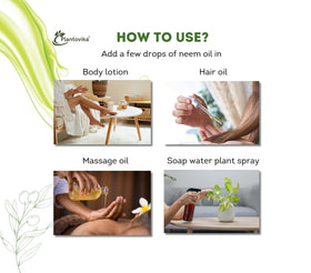 Plantovika neem oil beside towel and carrier oils in a bathroom routine