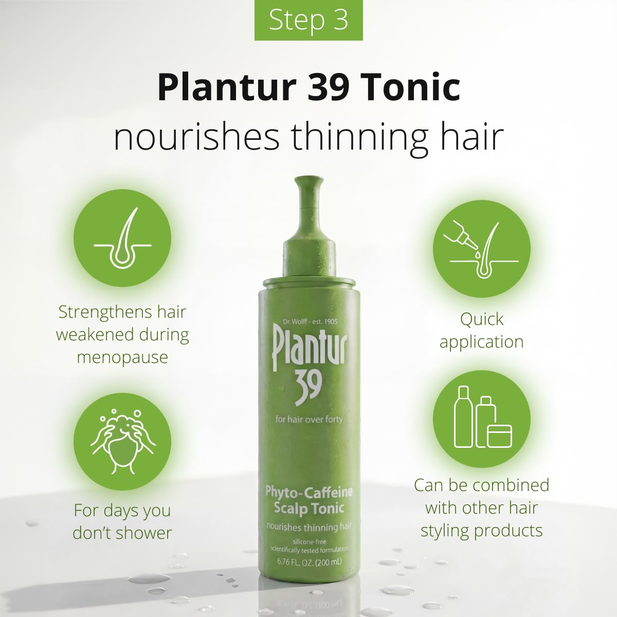 Plantur 39 label close-up showing phyto-caffeine ingredients for scalp support