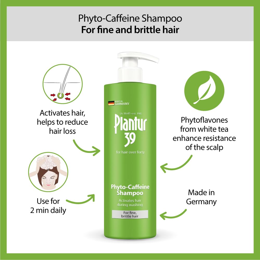 Plantur 39 dispenser producing foam to demonstrate gentle cleansing and scalp coverage