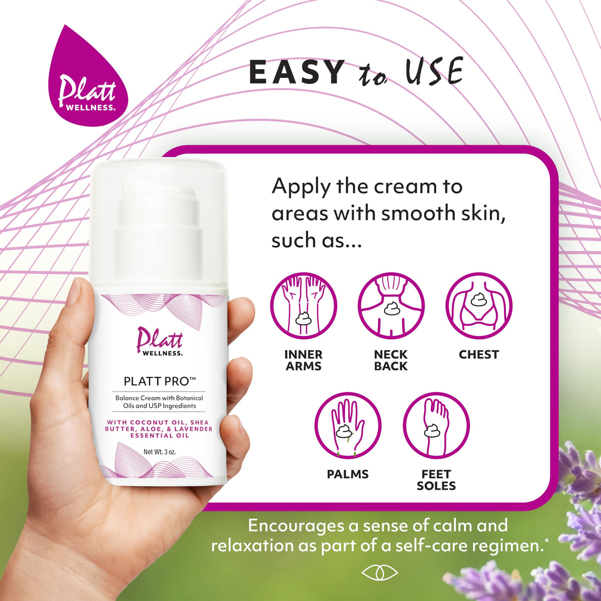 Platt Wellness cream texture close-up showing lightweight absorbent benefit