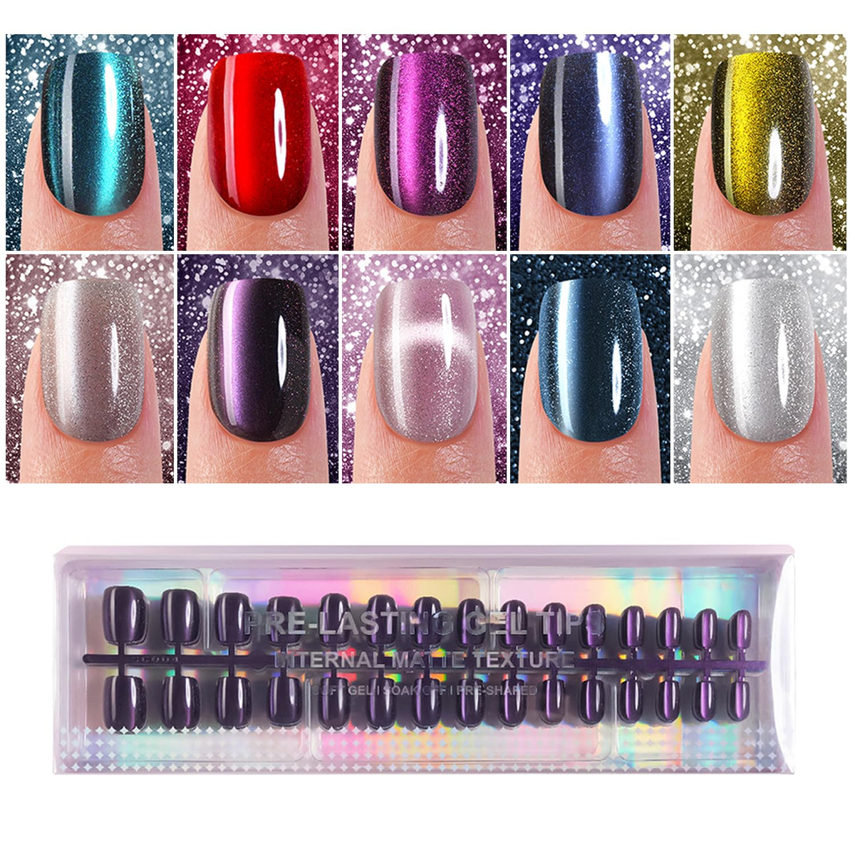 Plauva front packaging showing 300-piece kit and glossy cat eye design benefit easy selection