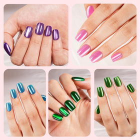 Plauva nails being pressed on demonstrating easy application benefit