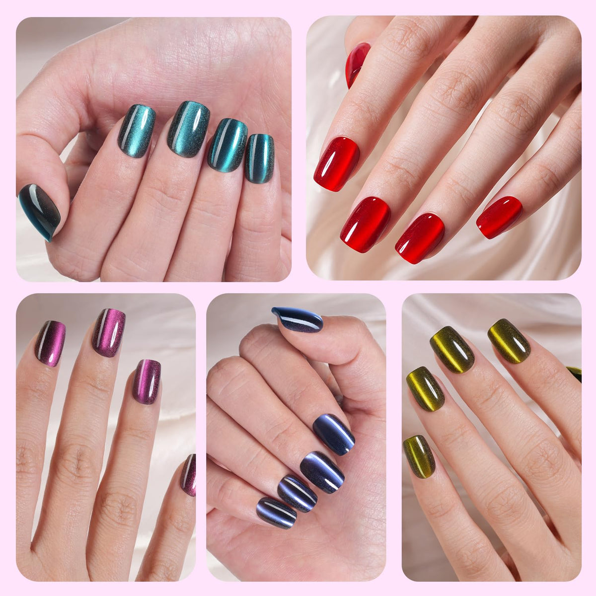 Plauva nail swatch variety displaying multiple sizes and colors for styling options