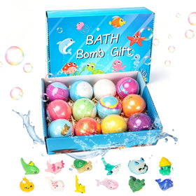 Playfizz front packaging showing 12 colorful bath bombs and gift box, appealing present