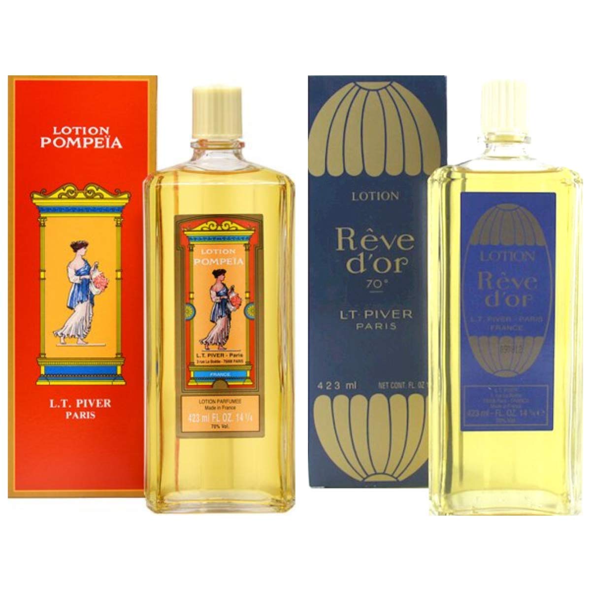 PLESIU Pompeia and Rêve d'Or front packaging showing bottles and labels for easy identification