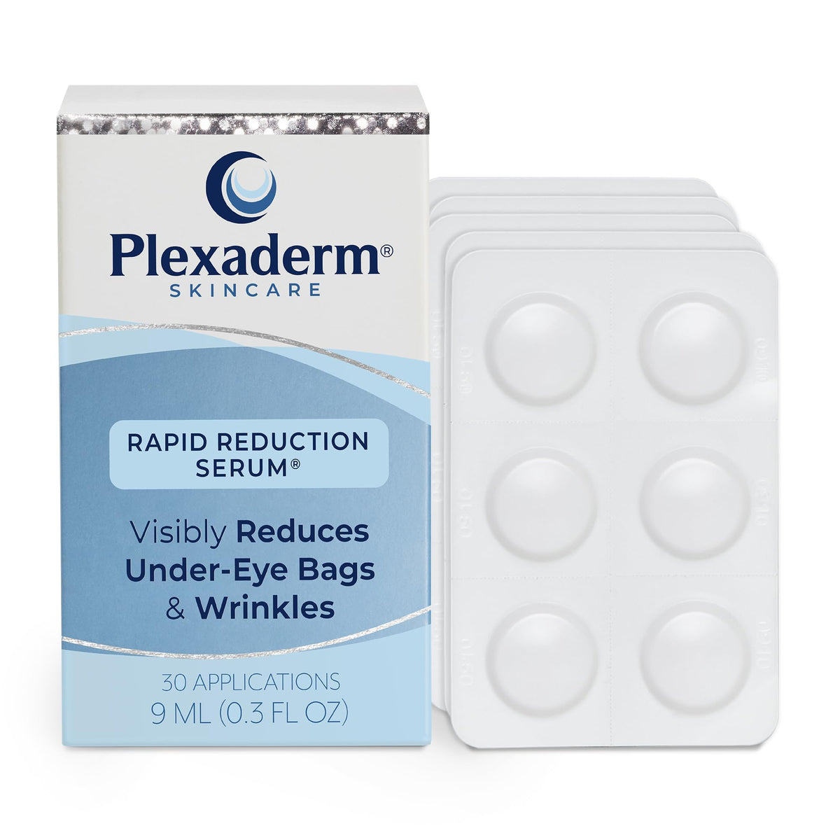 Plexaderm front packaging showing 30 single-use pods and product benefits