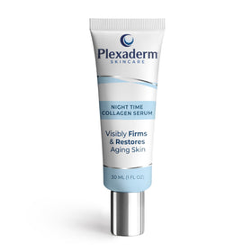 Plexaderm front bottle view showing label and premium anti-aging benefit