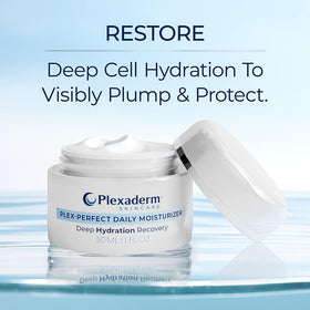 Plexaderm held in hand for scale showing compact 1 fl oz tube for travel convenience