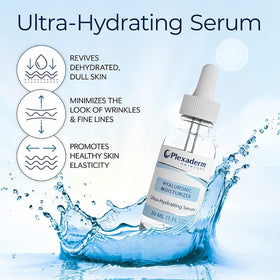 Plexaderm serum texture close-up, shows lightweight consistency for fast absorption