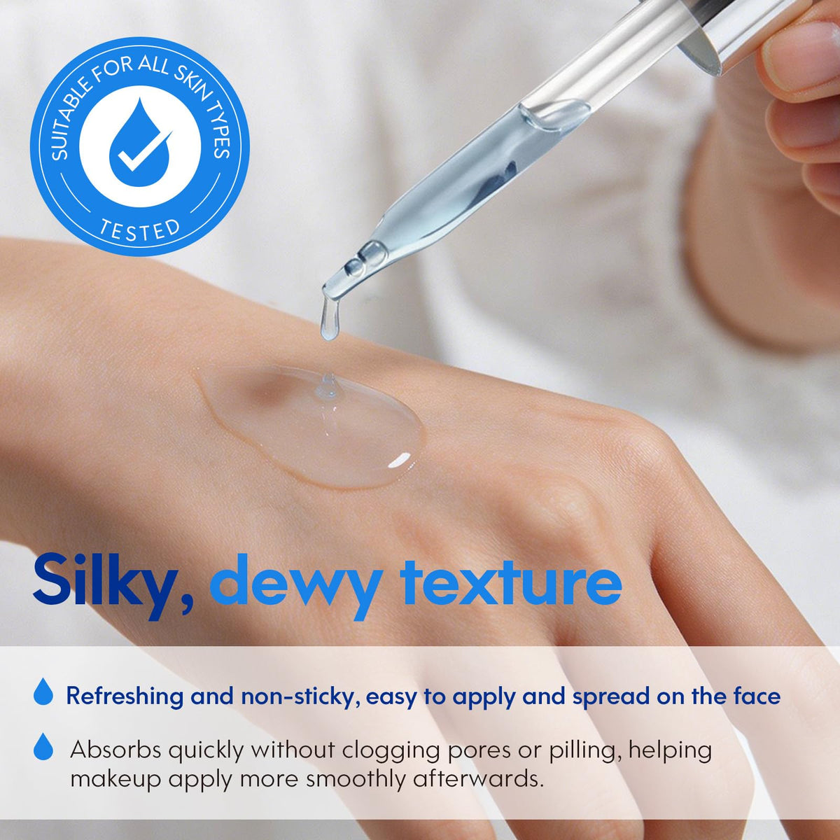 plomala bottle beside hyaluronic acid graphic, communicates deep moisture and plumping effect