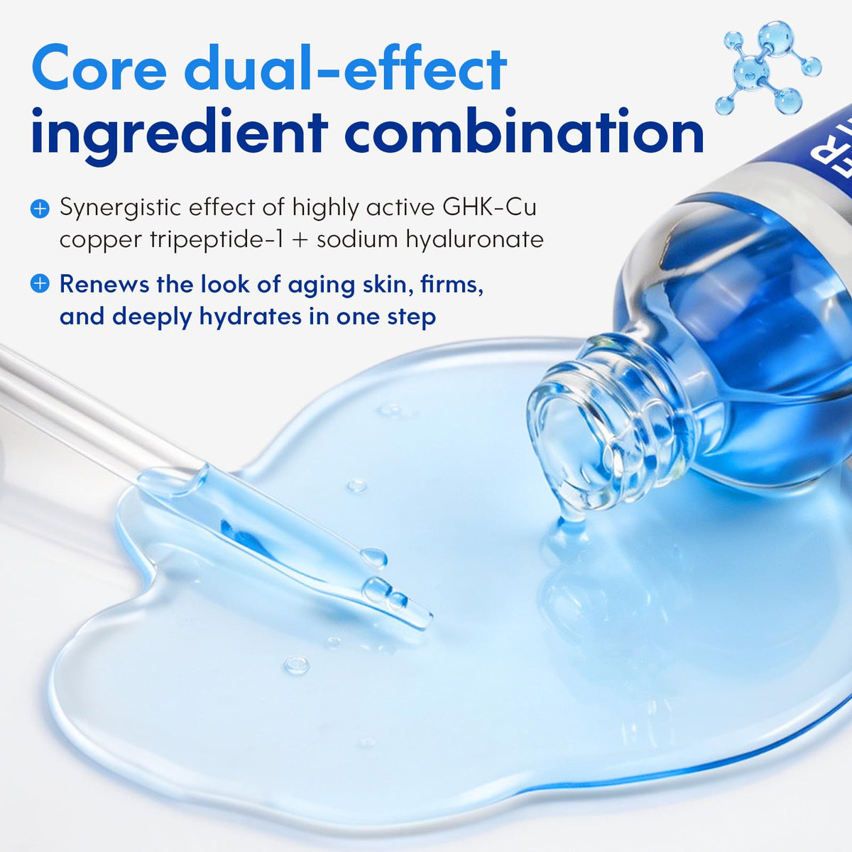 plomala dropper dispensing clear serum, highlights smooth lightweight texture and quick absorption