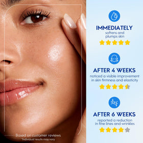 plomala visible serum texture on forehead, illustrates smoother appearance and hydration benefit