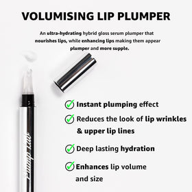 Plump Lab applicator and gloss texture close-up highlighting smooth, hydrating finish