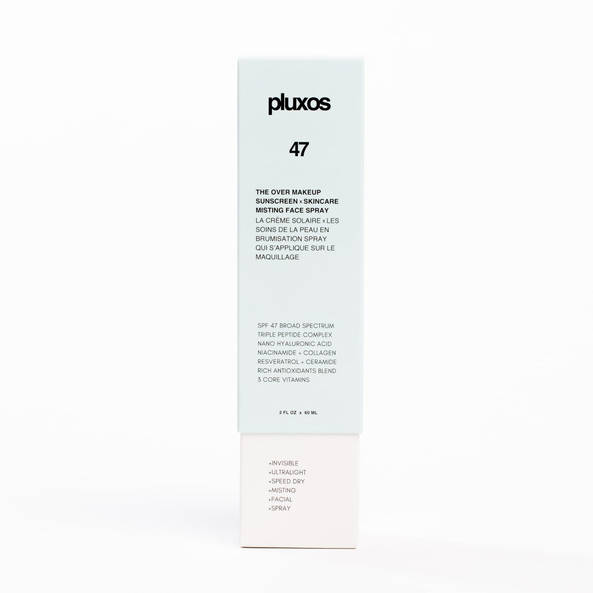 PLUXOS product and box pack shot indicating full ingredient list