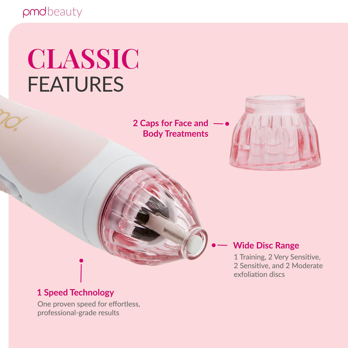 PMD Beauty side profile of device showing ergonomic grip for control
