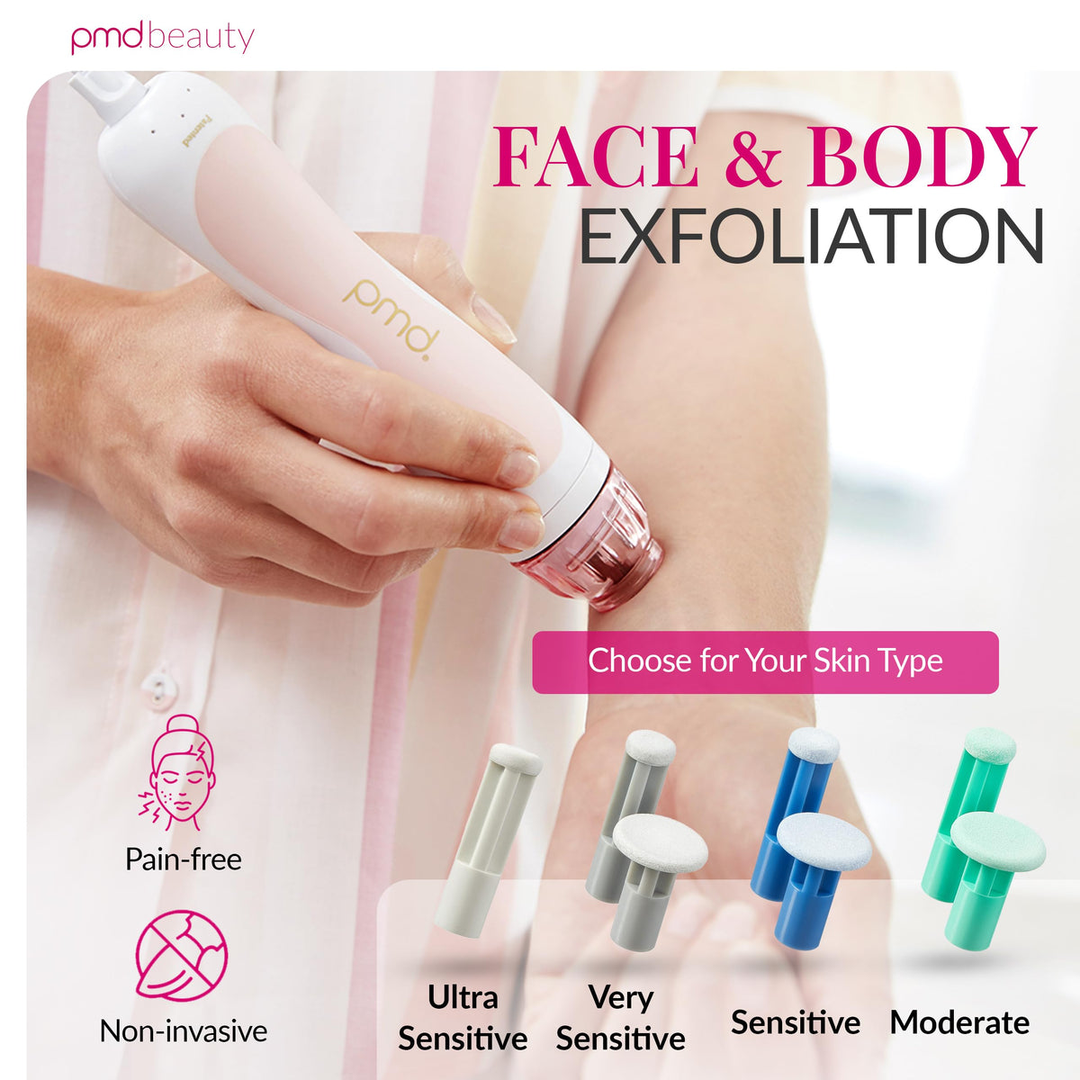 PMD Beauty kit components laid out for an organized at-home routine