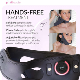 PMD Beauty pods placement on jawline showing targeted contouring benefit