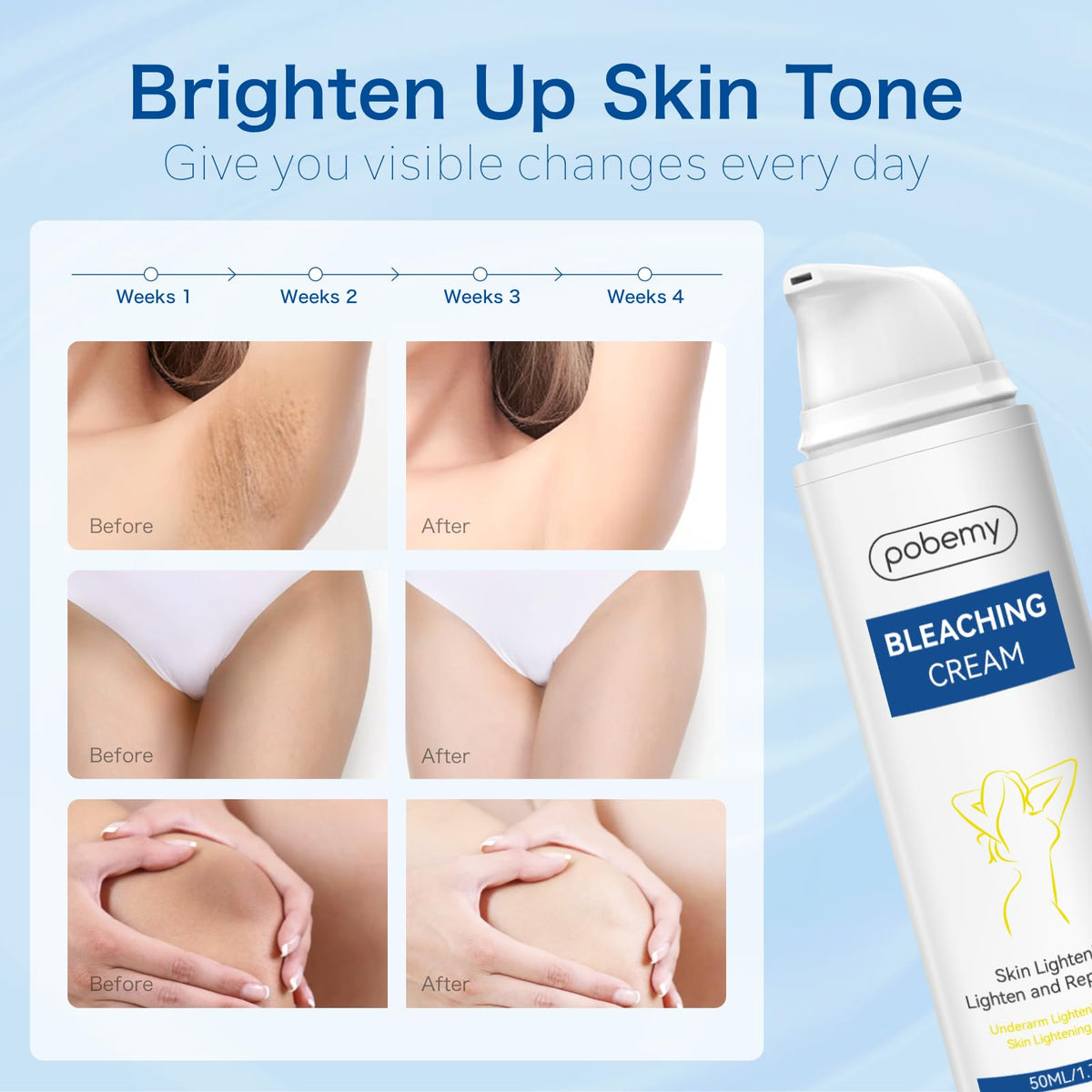 POBEMY open tube with cream texture illustrating easy dispensing and spreadability