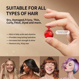 POEROES applying oil to mid-lengths and ends for frizz control