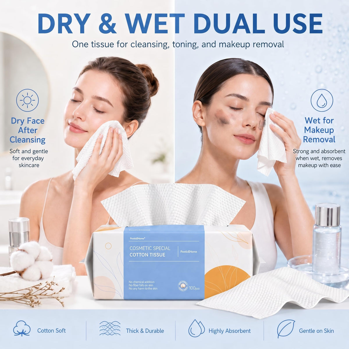 PoeticEHome wipe removing makeup gently demonstrating soft cleansing