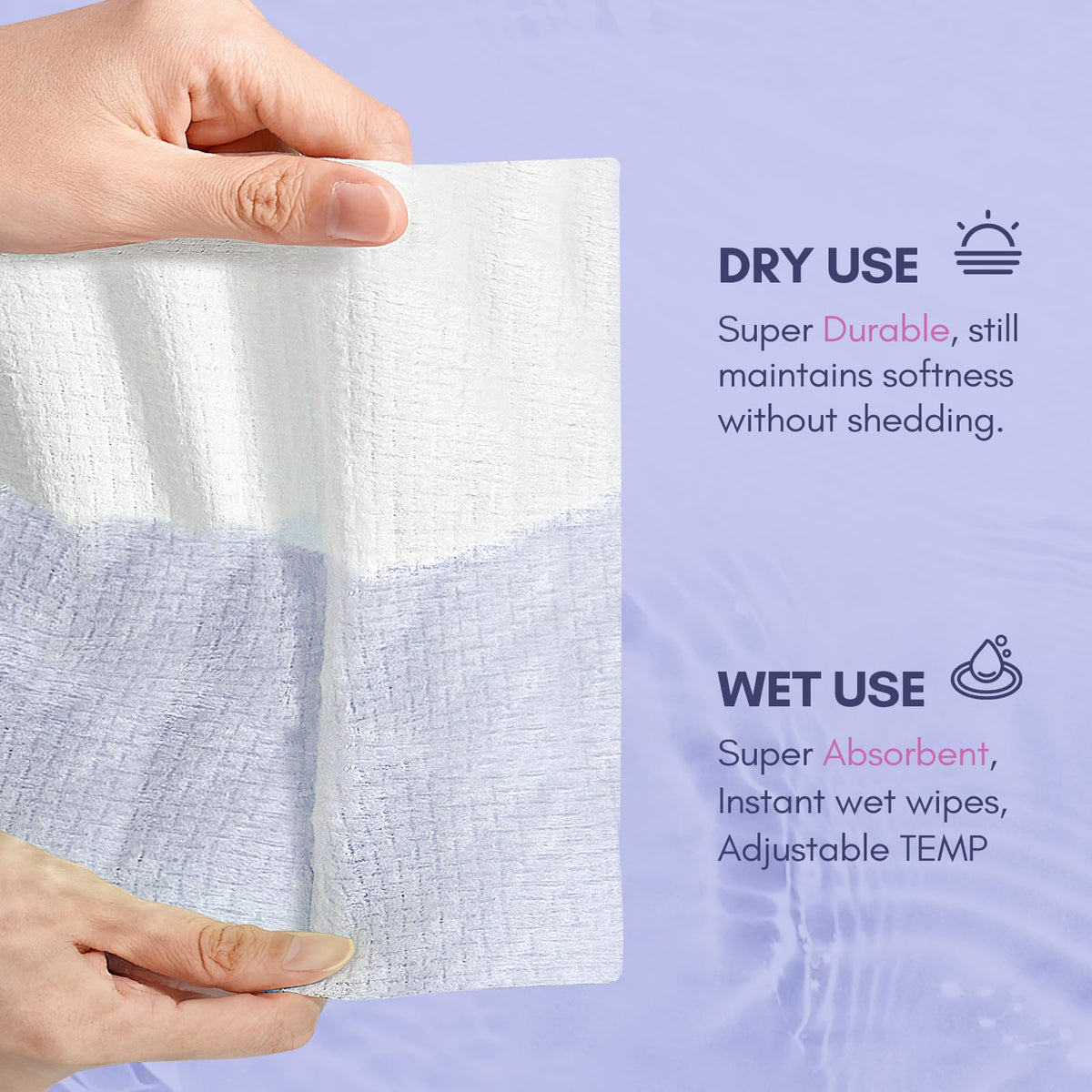 PoeticEHome single towel flat lay showing soft cotton and size benefit