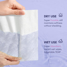 PoeticEHome single towel flat lay showing soft cotton and size benefit