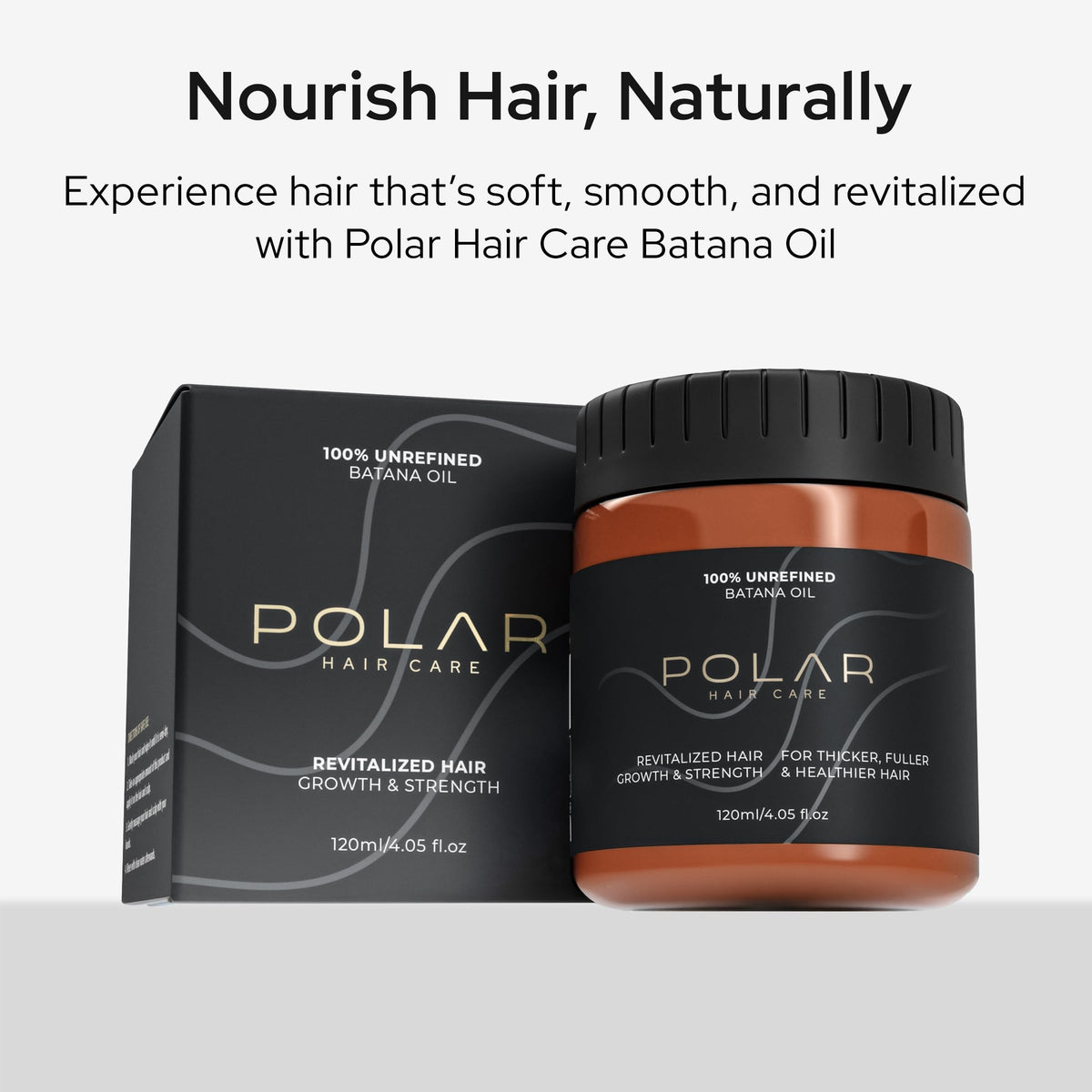 Polar Hair bottle on bathroom shelf in lifestyle scene showing daily routine integration