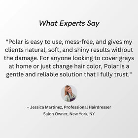POLAR HAIR CARE bottle placed on bathroom shelf illustrating convenient at-home use