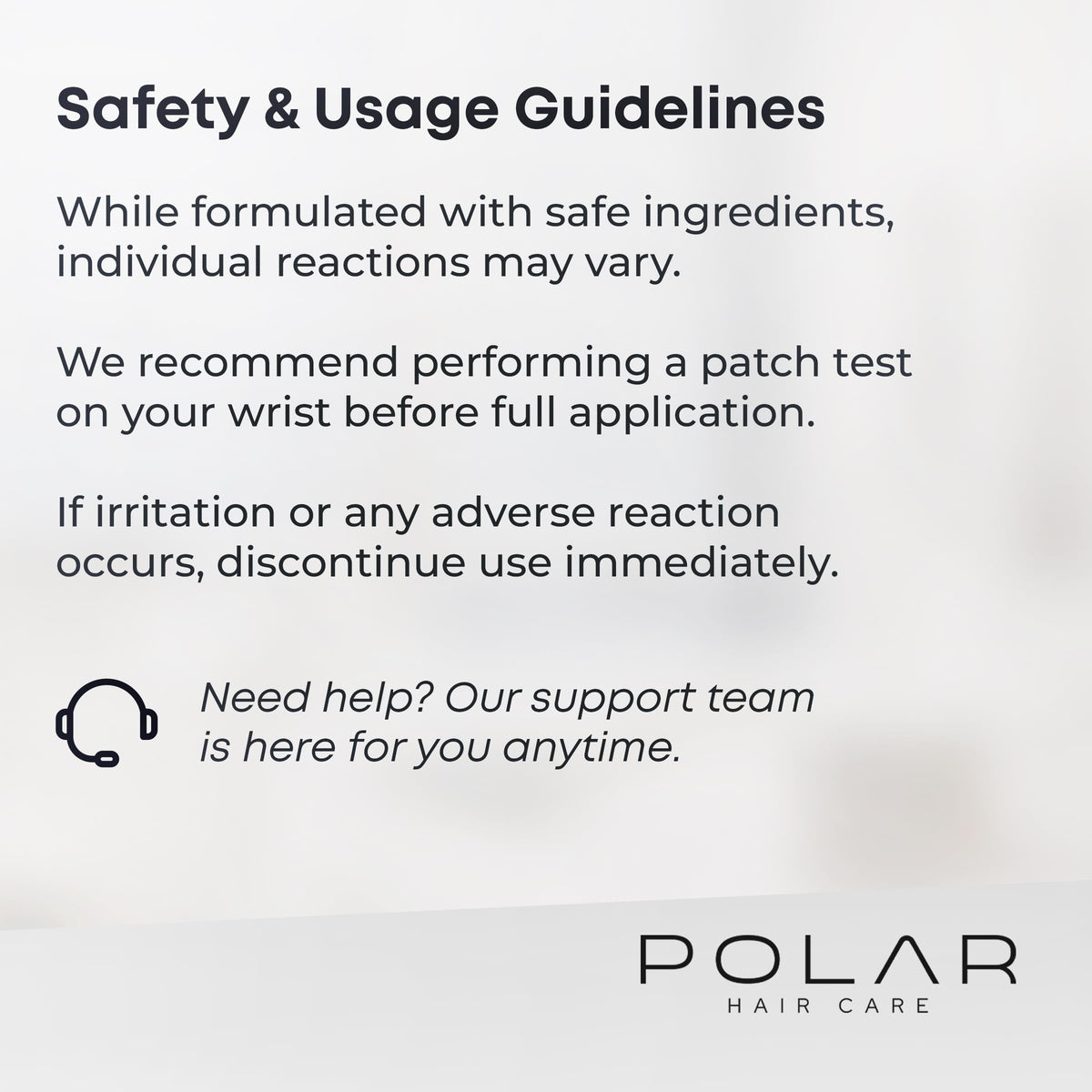 POLAR HAIR CARE bottle next to common item showing 6.76 fl oz scale for size clarity