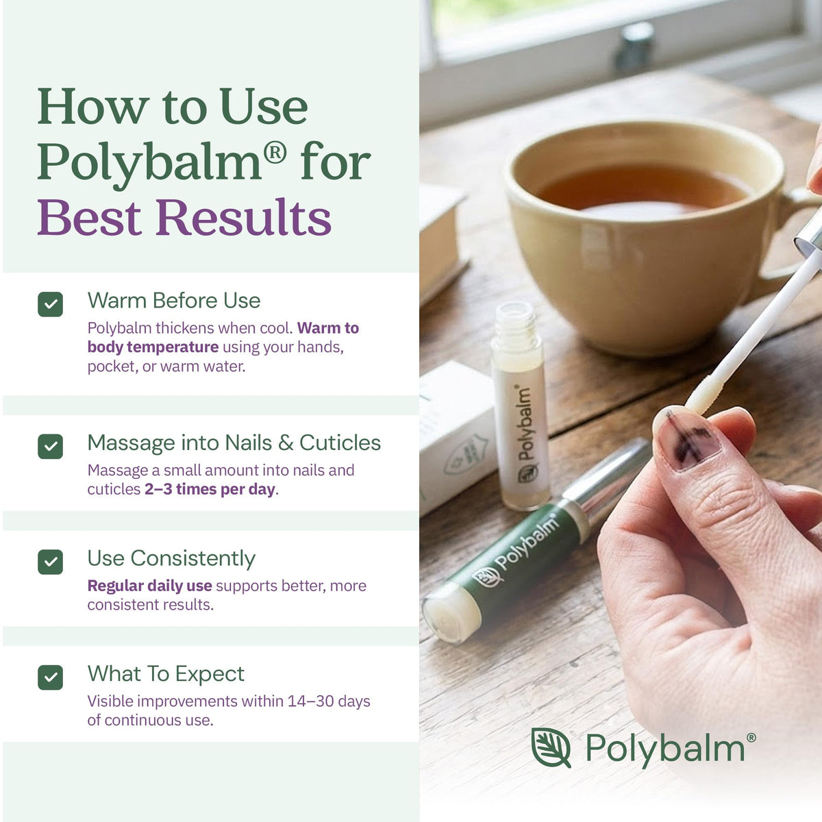 Polybalm jar open with balm visible, brand demonstrates smooth spreadable texture