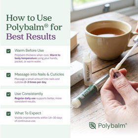 Polybalm jar open with balm visible, brand demonstrates smooth spreadable texture
