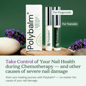 Polybalm jar next to a coin for scale, brand offers compact travel friendly care