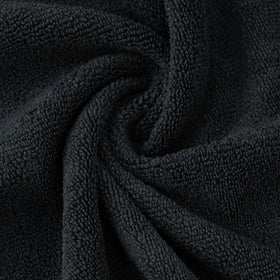 POLYTE towel wrapped around hair demonstrating gentle drying