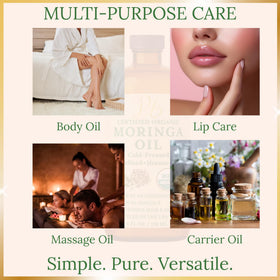 Pomberries moringa oil on a bathroom vanity styled to show daily skincare routine use