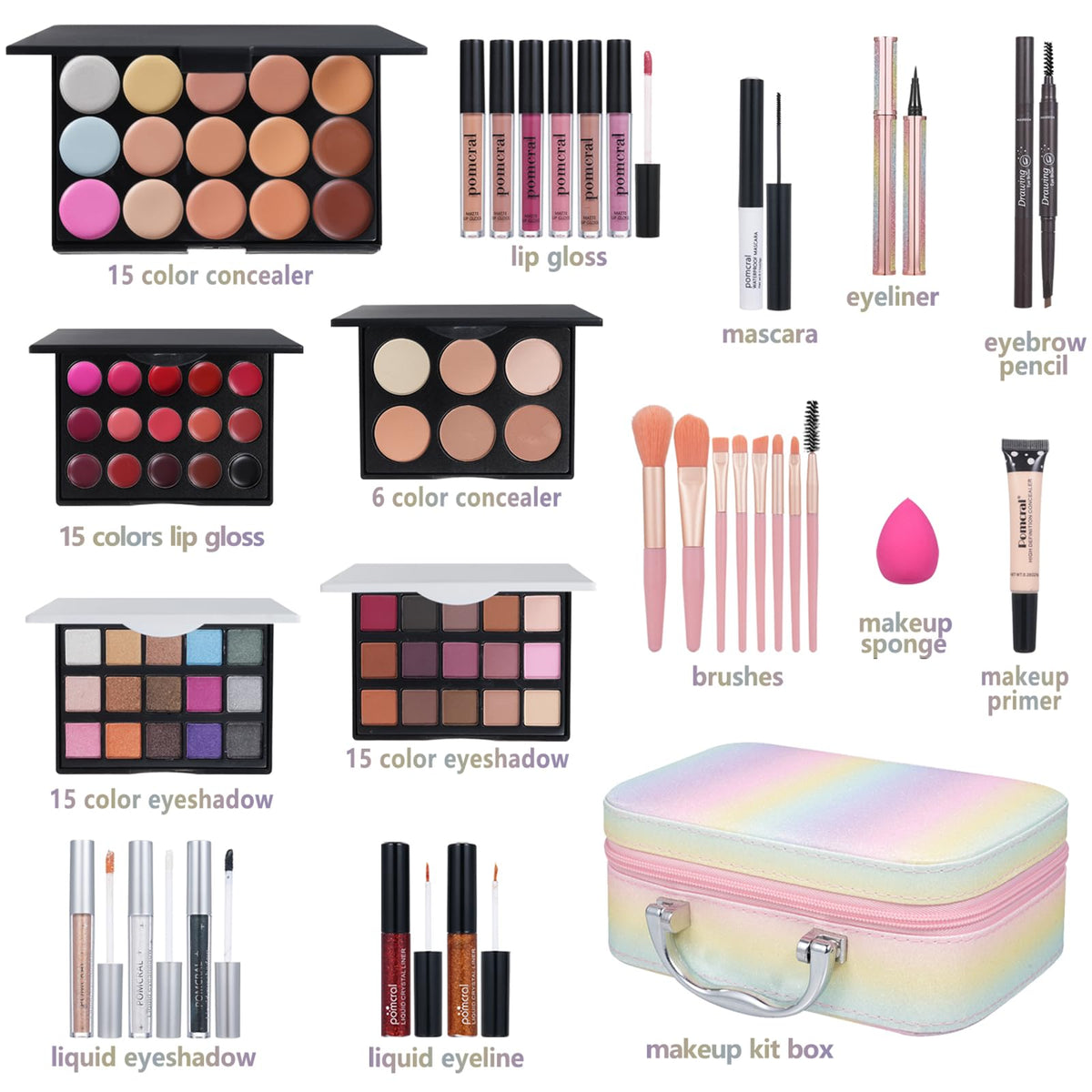 pomcral open eyeshadow palettes displaying 30 shades for versatile looks and blending