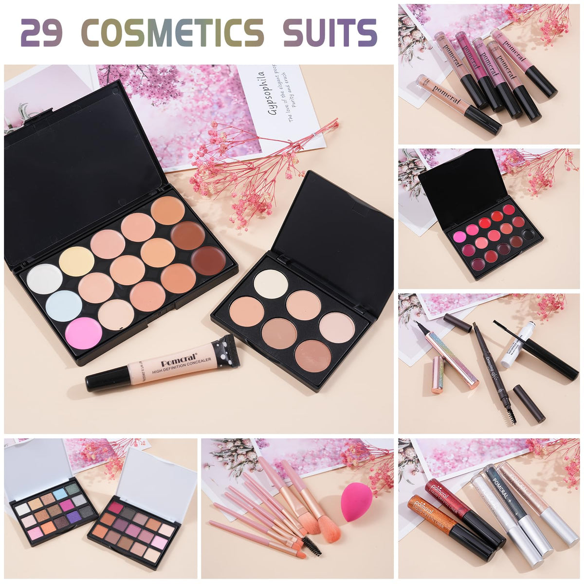 pomcral lifestyle model wearing kit makeup showing natural, blendable finish
