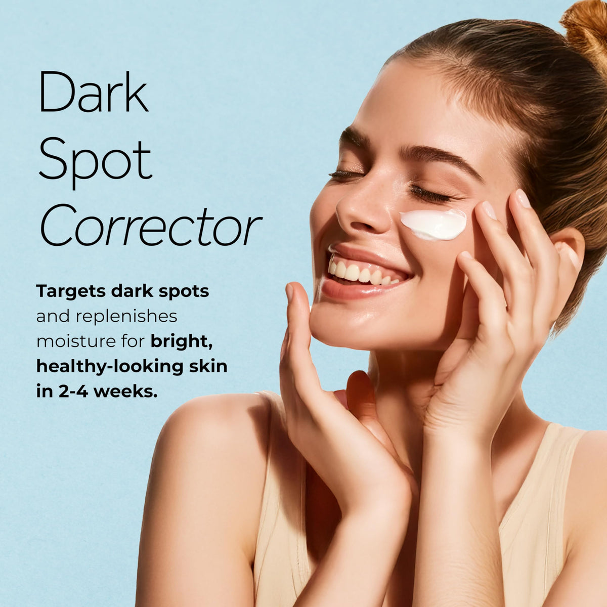 POND’S applying to cheek illustrating even-tone coverage benefit