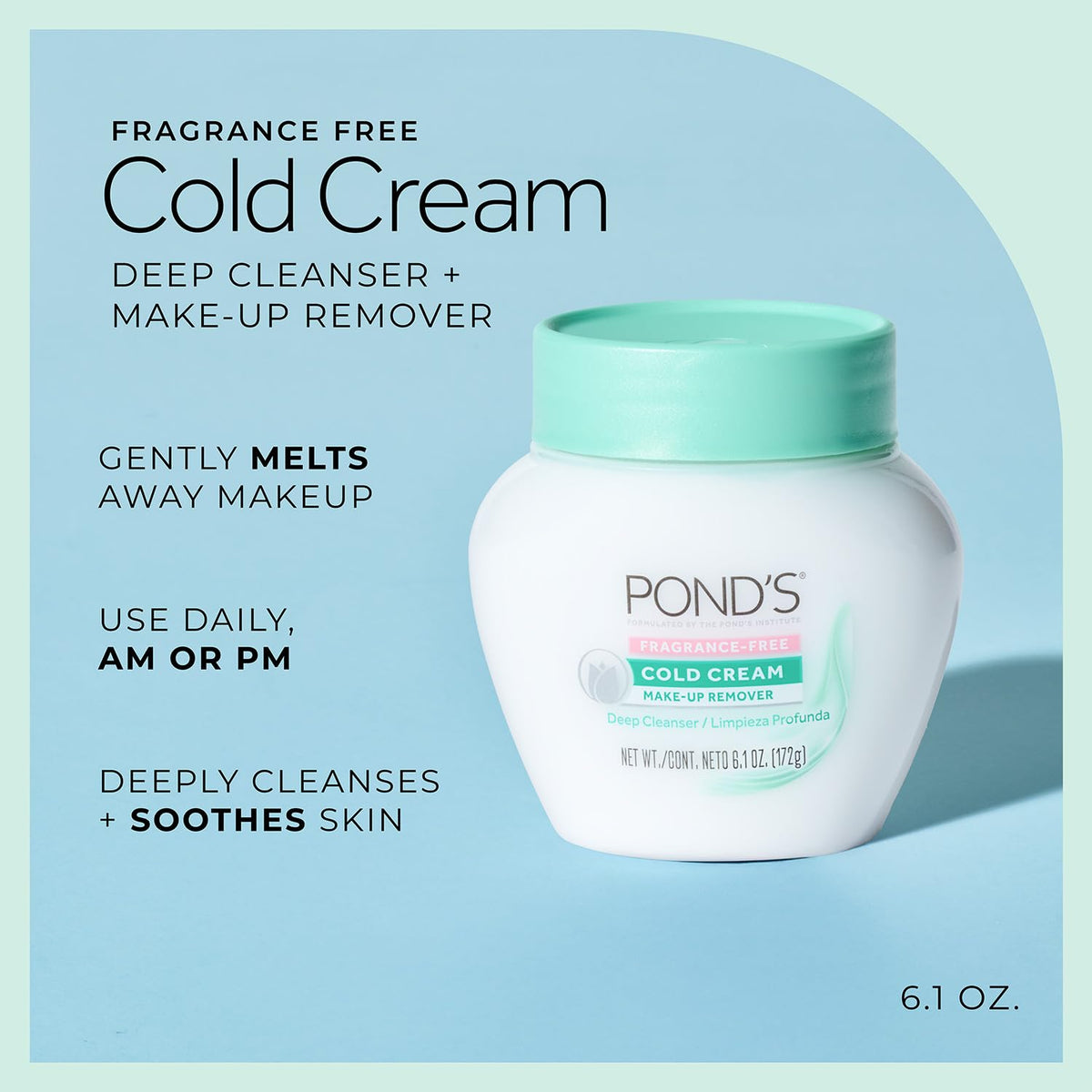 POND'S cream on fingers demonstrating smooth application and makeup lift